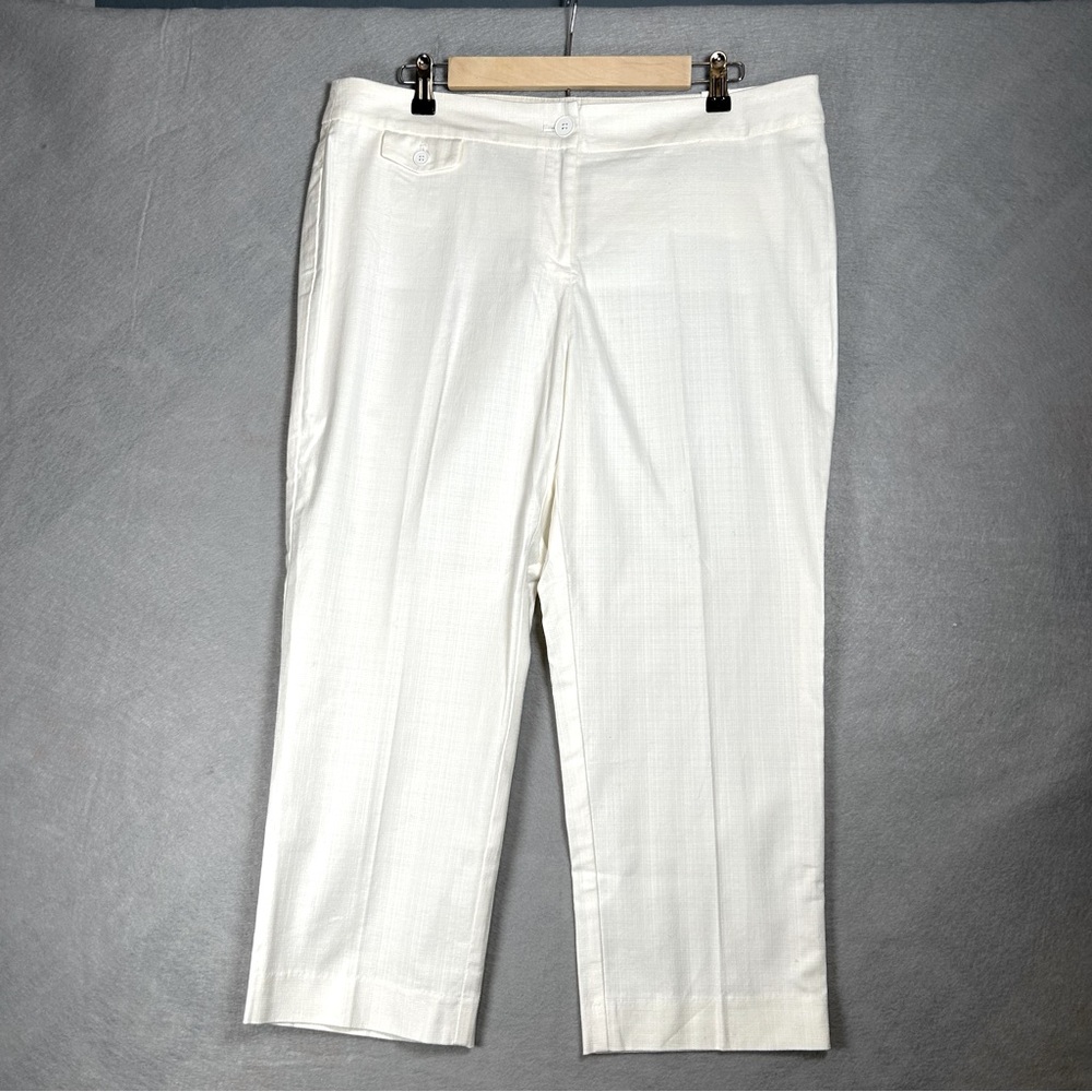 Loft White Textured Original Cropped Women’s‎ Pant Size 12 NWT
